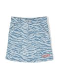 Kenzo Kids tiger-print denim skirt - Blue