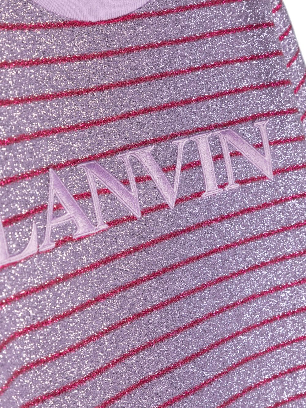 lanvin enfant striped glitter logo jumper - purple