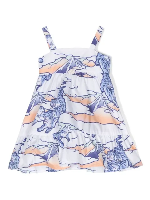 Kenzo Kids فستان قطن بطبعة جرافيك