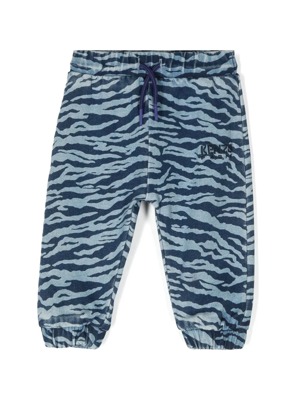 Kenzo Babies' Tiger-print Track Trousers In Blue