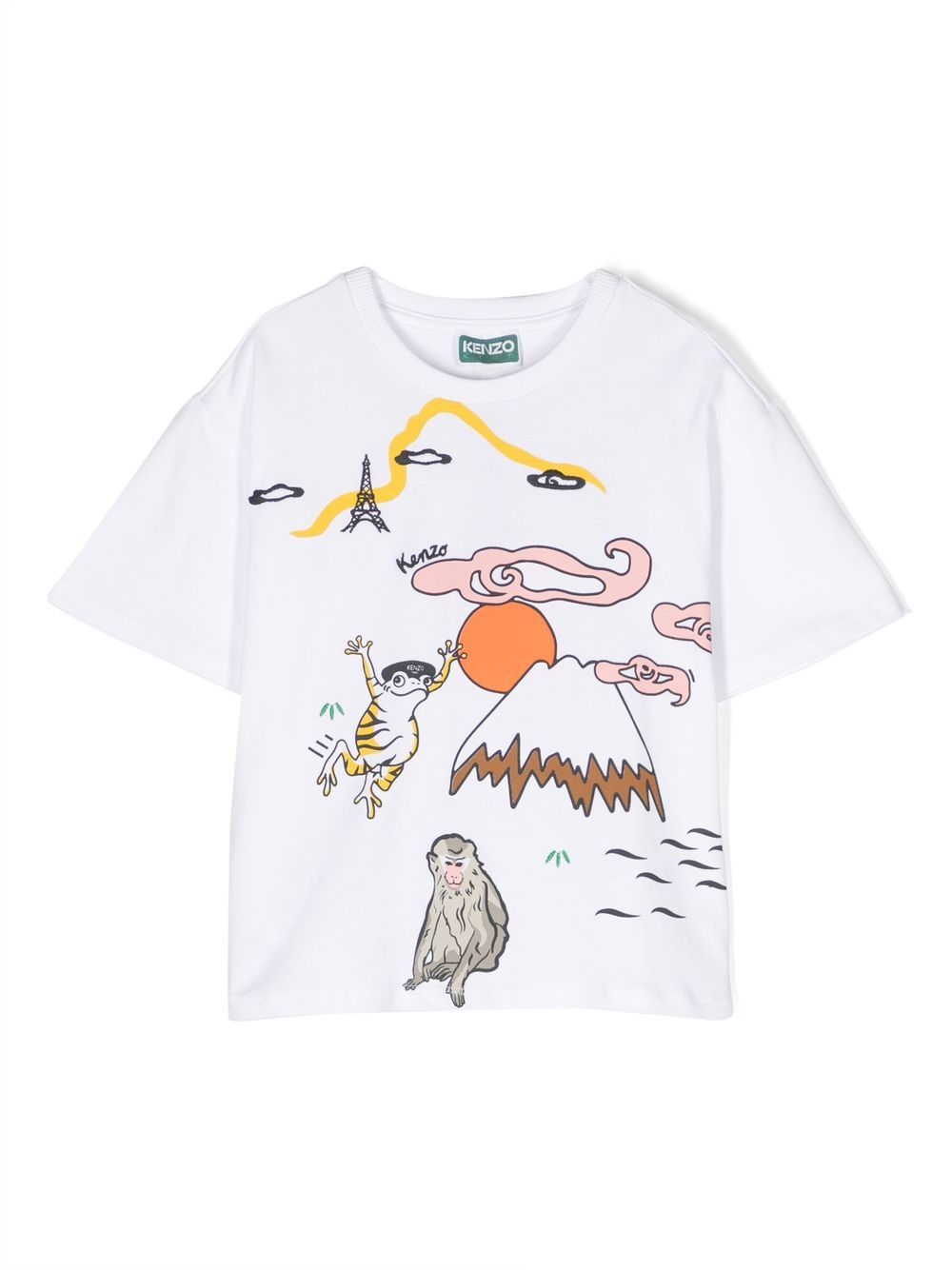 Kenzo Kids' Girls White Cotton Kotora Map T-shirt | ModeSens GB