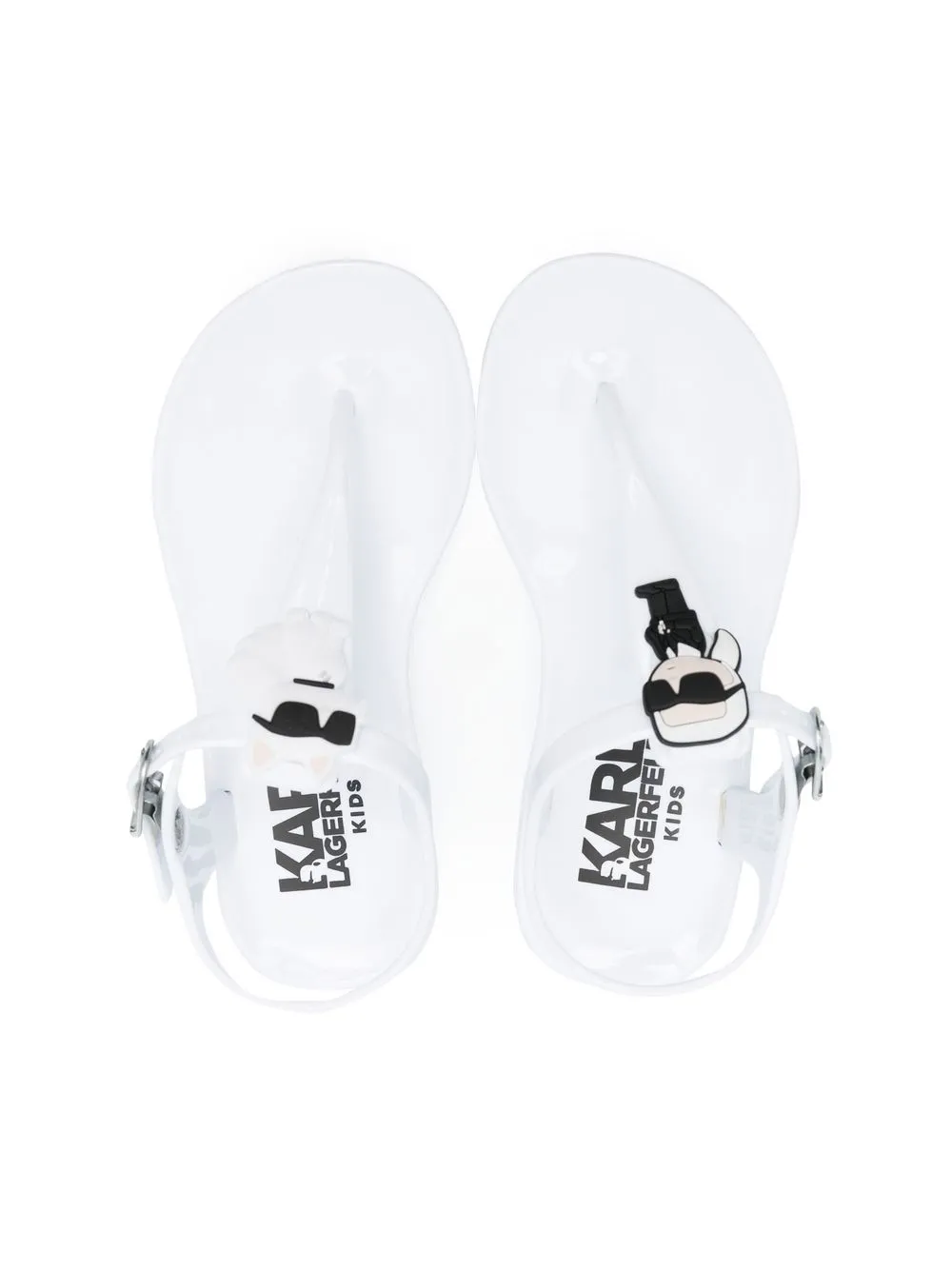 Shop Karl Lagerfeld Glossy-finish Patch-detail Sandals In White