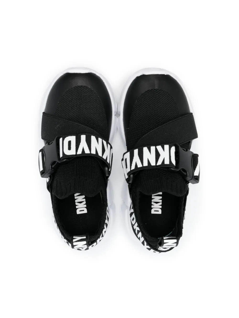 Dkny Kids' Logo Strap Slip-on Sneakers In Black