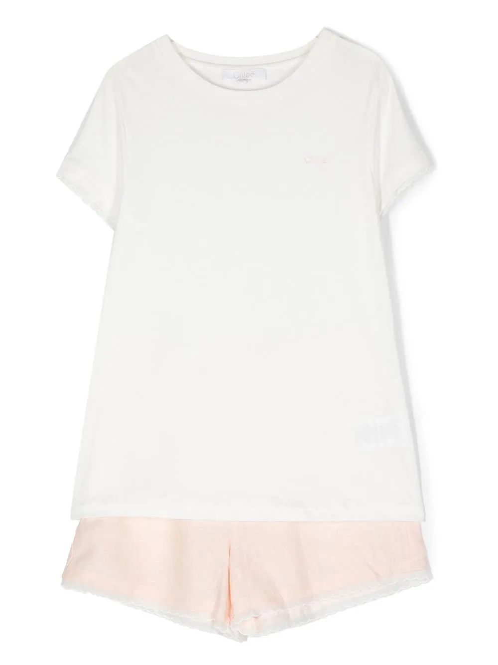 Chloé Kids' Short-sleeve Pyjama Set In White