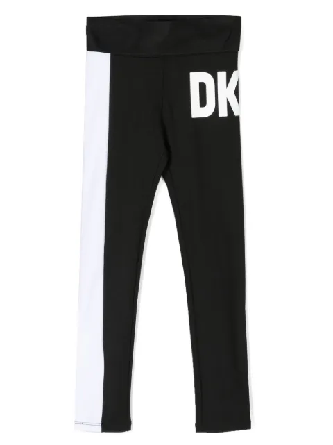 Dkny Kids ليغينغ متباين الألوان بطبعة شعار الماركة