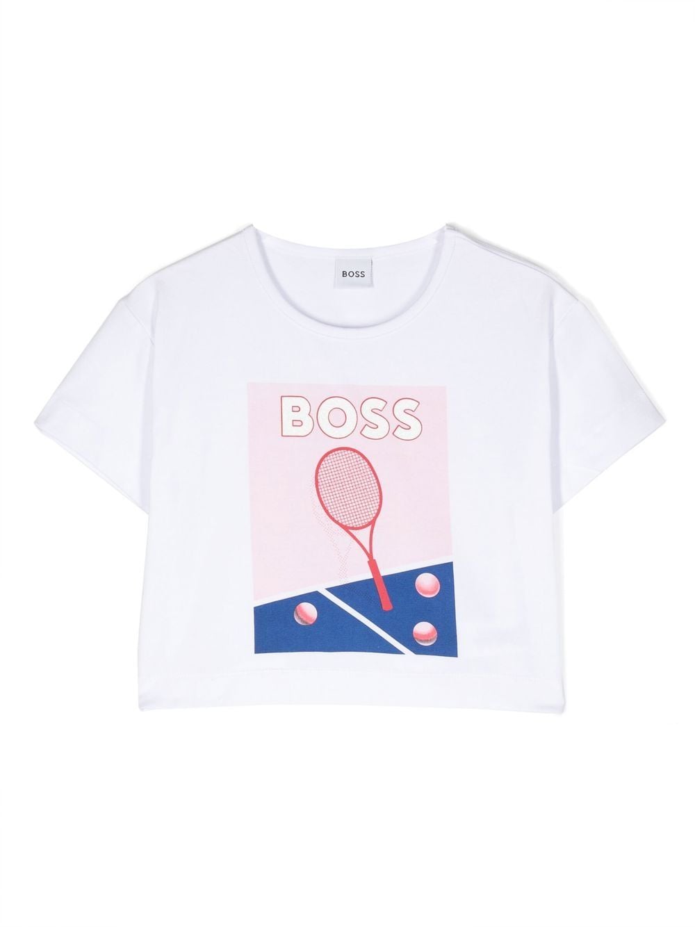 Image 1 of BOSS Kidswear tennis-print round-neck T-shirt