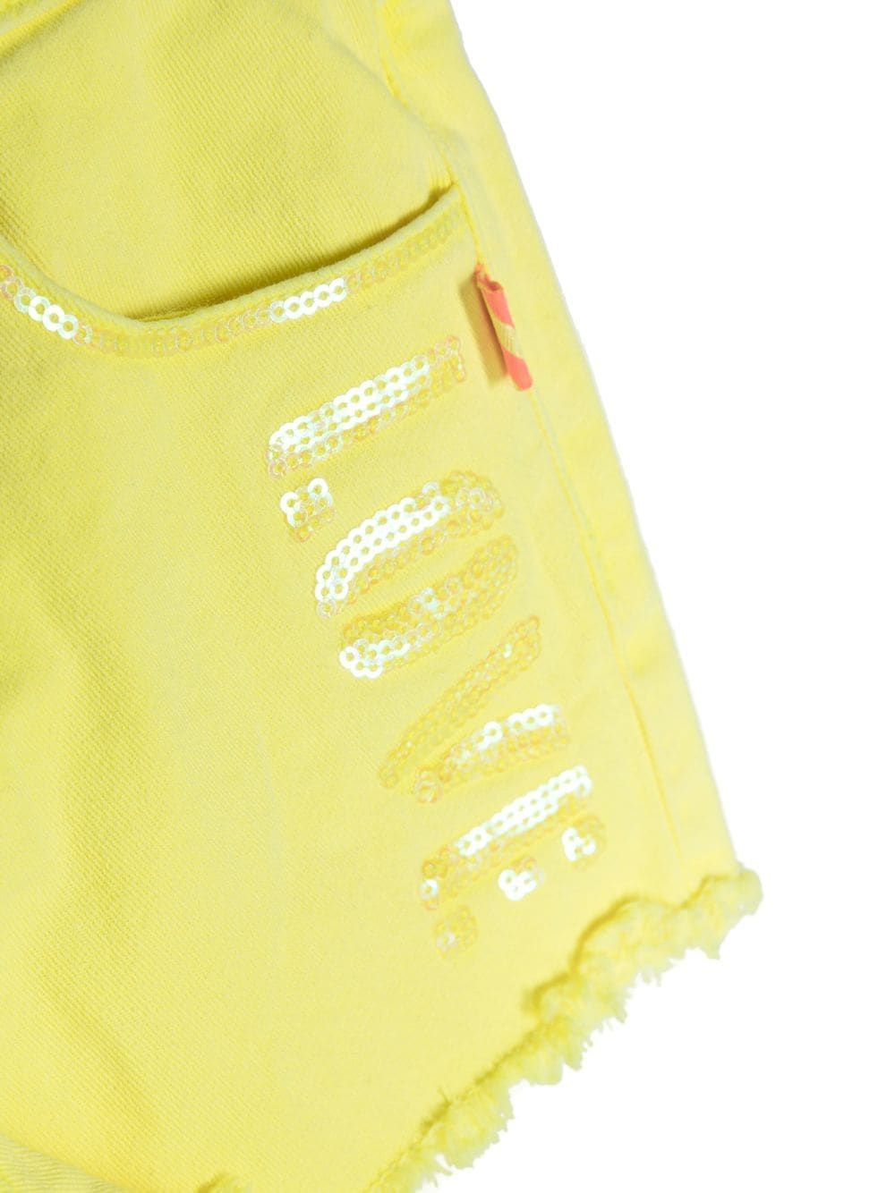 Shop Billieblush Sequin-embellished Denim Shorts In Yellow
