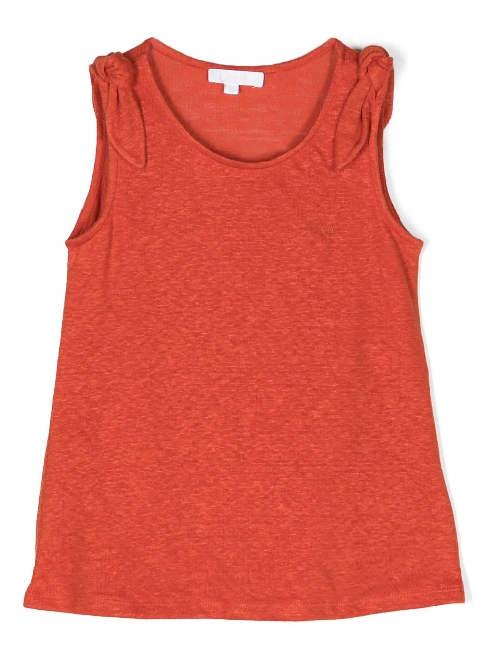 

Chloé Kids tie-detail linen tank top - Orange
