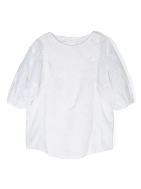 Chloé Kids embroidered organic cotton voile blouse