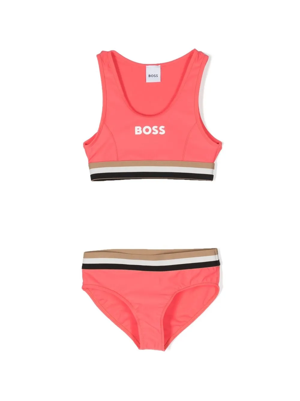 Bosswear Kids' Logo-print Racerback Bikini Set In Pink