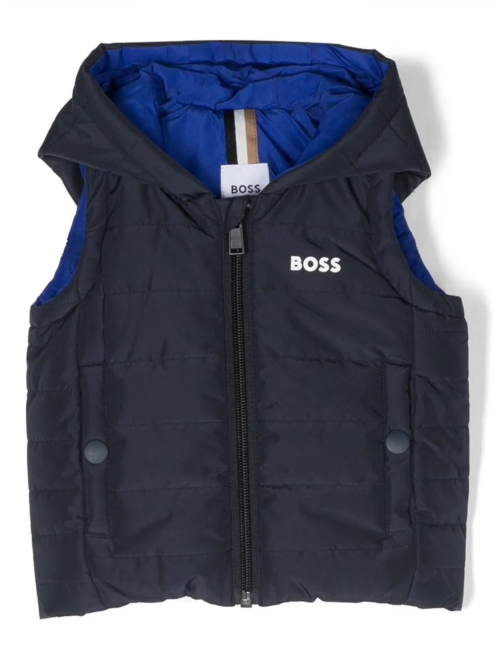 

BOSS Kidswear sleeveless hooded puffer jacket - Blue
