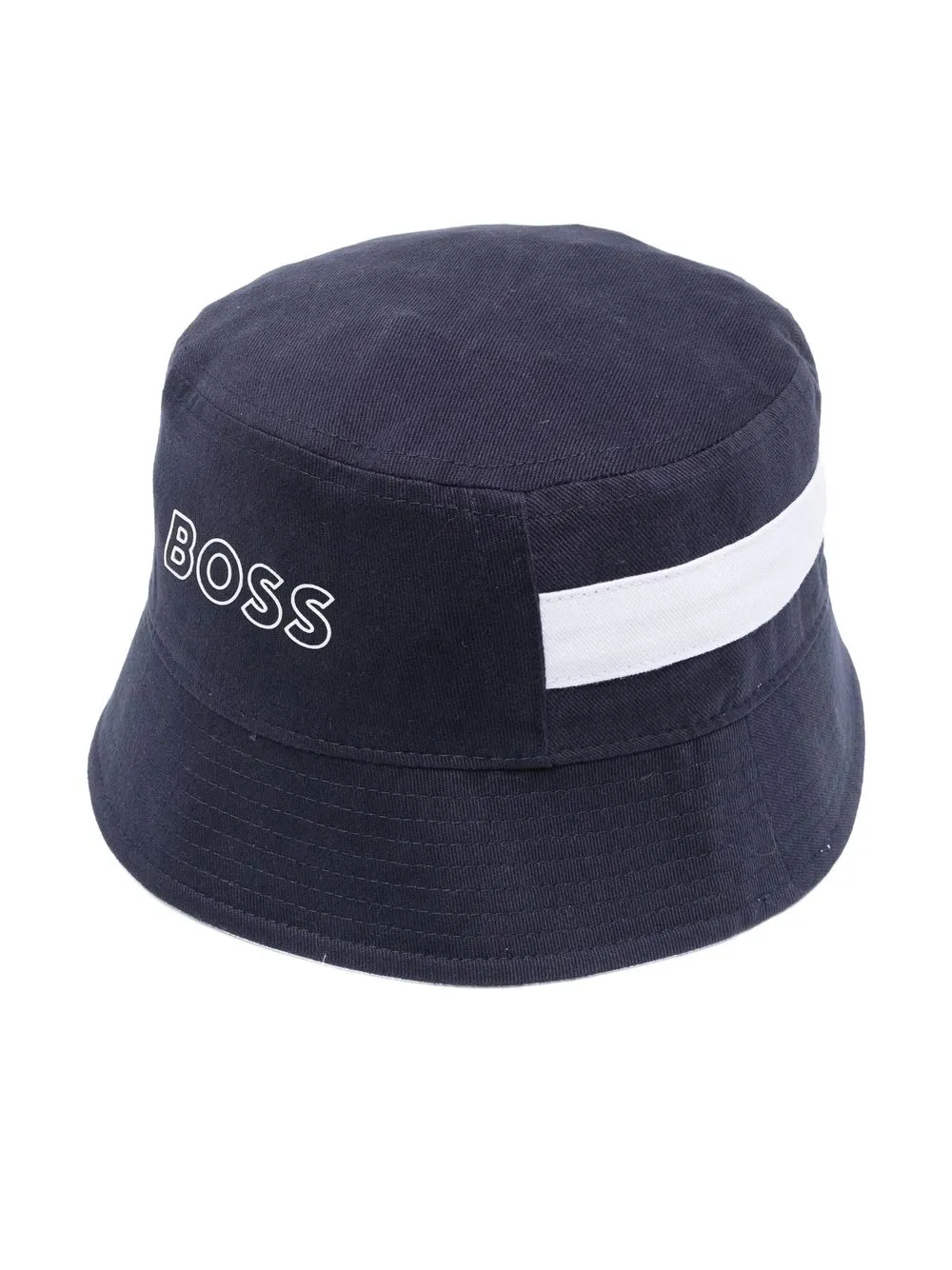 

BOSS Kidswear logo-embroidered striped bucket hat - Blue