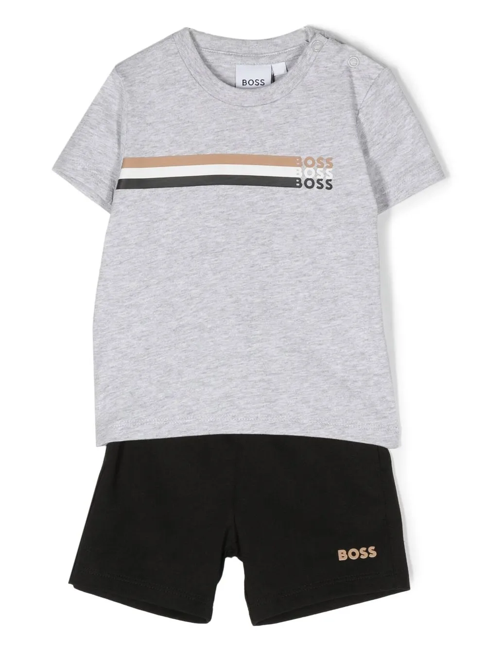 

BOSS Kidswear striped logo-print shorts set - Grey