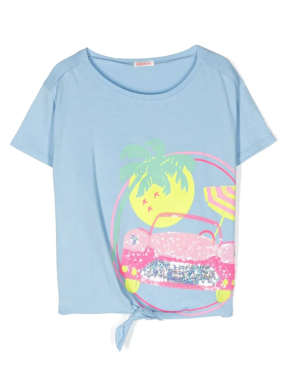 

Billieblush illustration-print tied-hem T-shirt - Blue