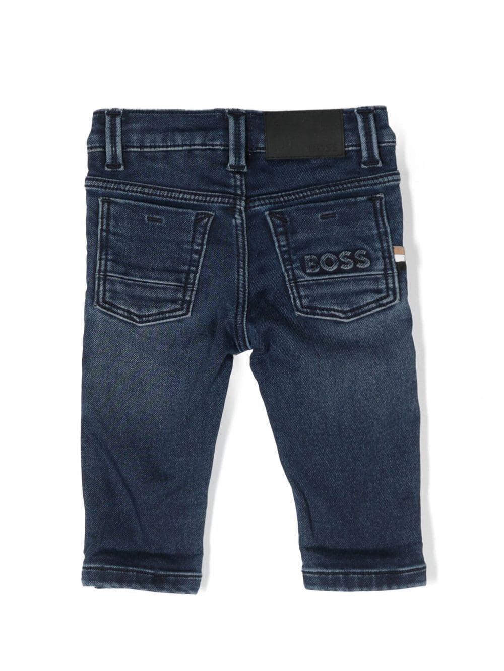 Shop Bosswear Embossed-logo Washed Jeans In Blue