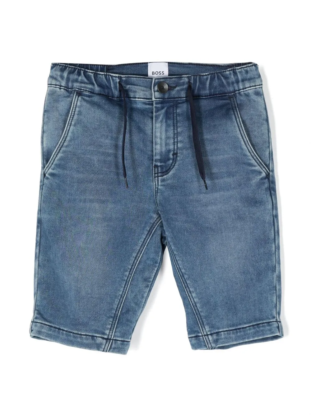 

BOSS Kidswear logo-patch denim shorts - Blue