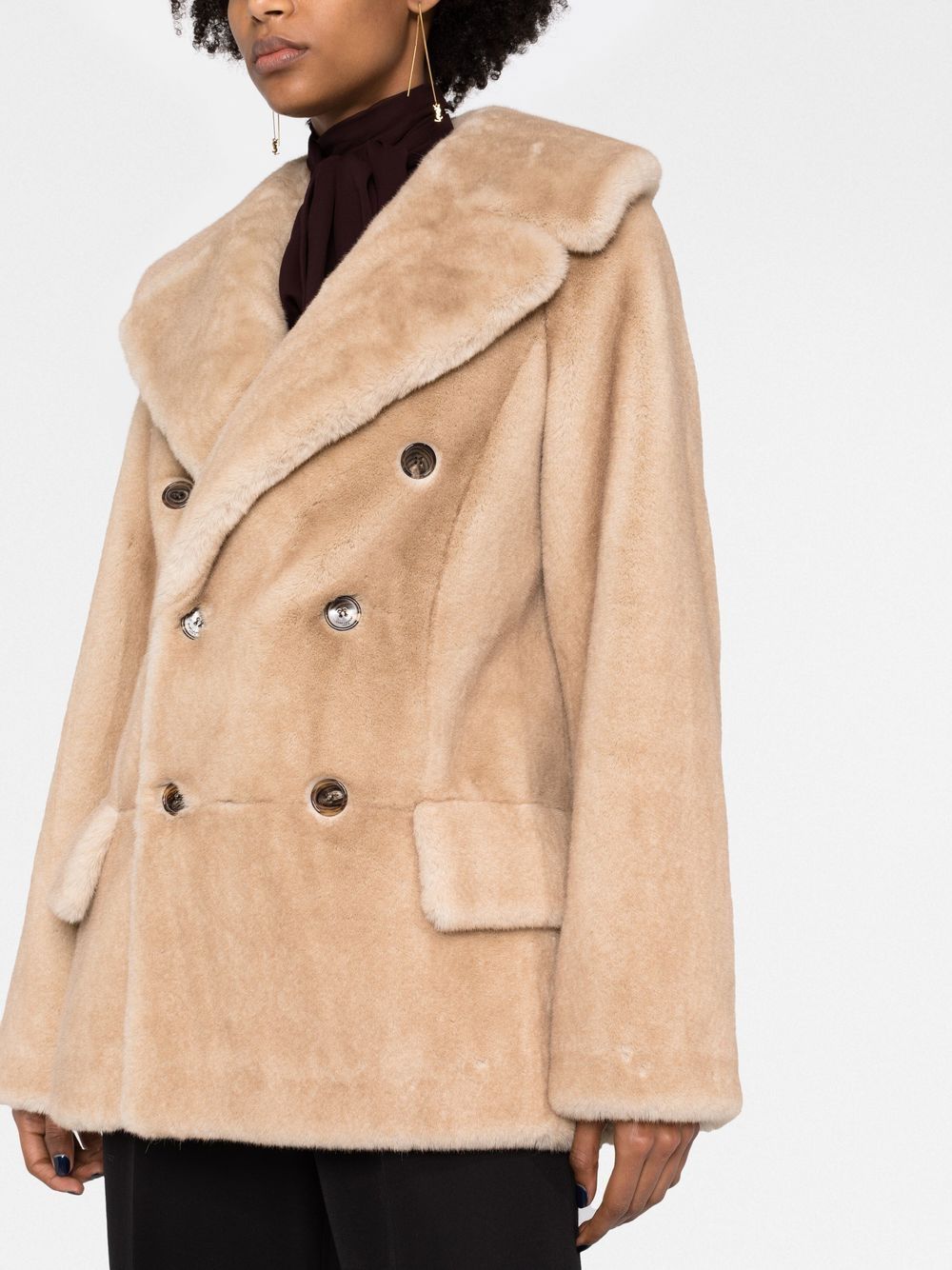 Shop Saint Laurent Double-breasted Button-fastening Coat In Neutrals