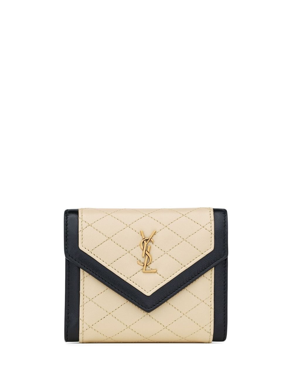 Saint Laurent Portemonnee met logoplakkaat Beige