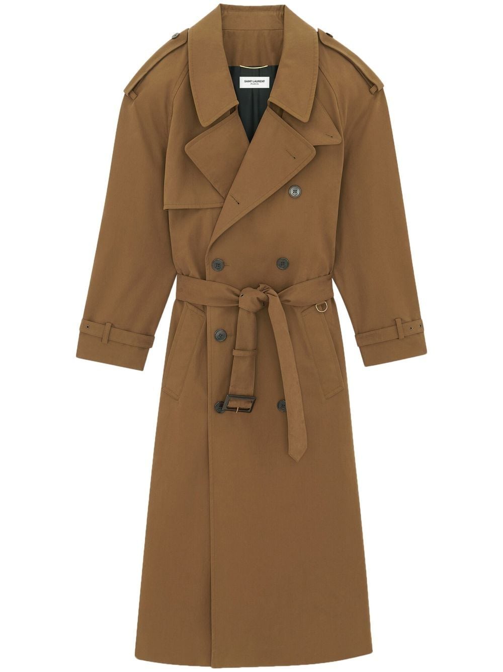 Shop Saint Laurent Cotton Trench Coat In Brown