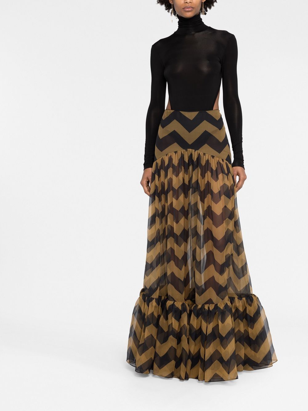 Image 2 of Saint Laurent chevron-print semi-sheer skirt