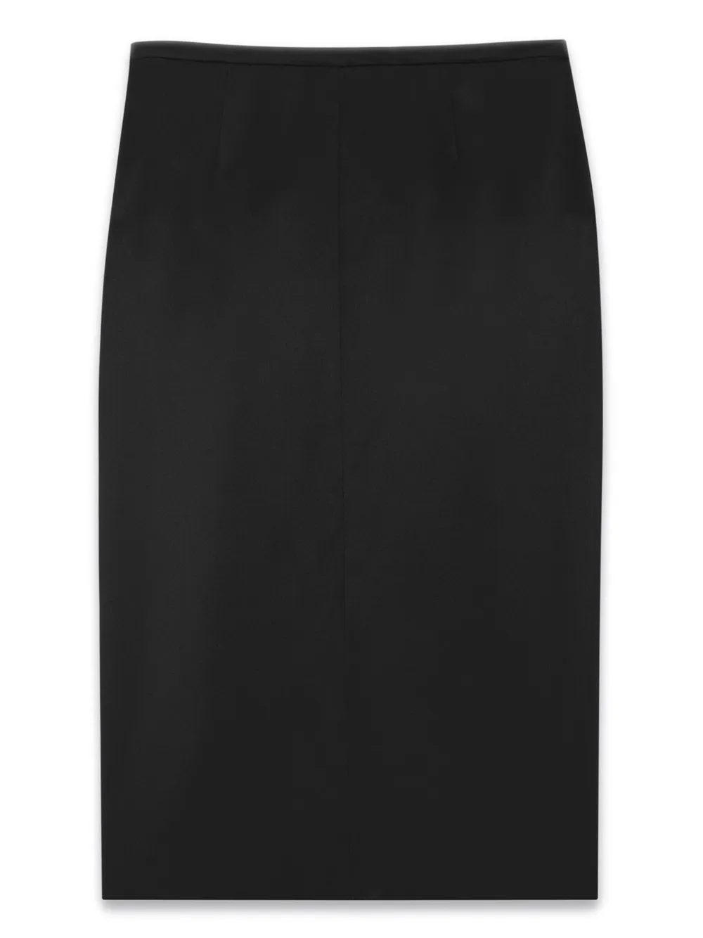 Shop Saint Laurent Satin Midi Pencil Skirt In Black