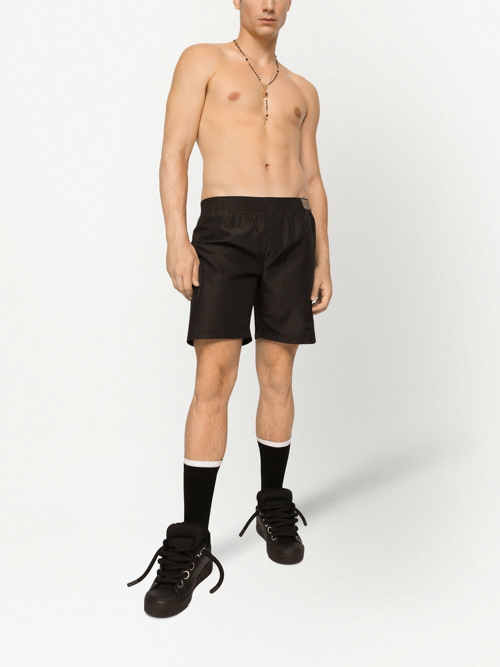Shop Dolce & Gabbana Logo Plaque Swim Shorts In Black