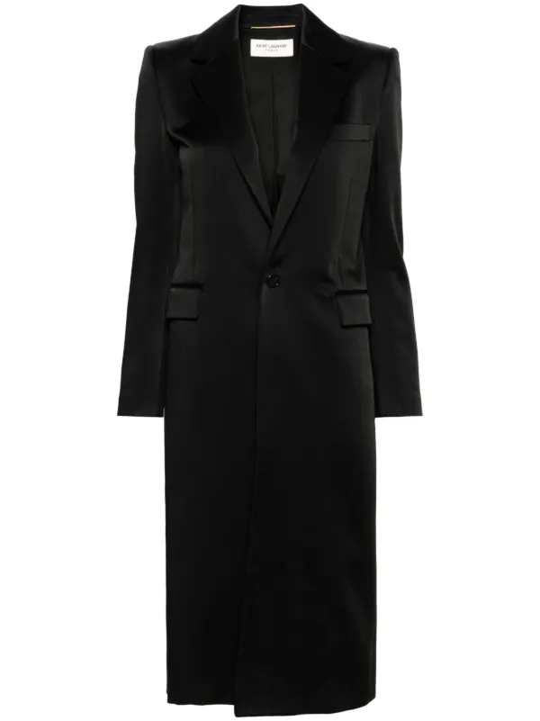 Saint Laurent tailored single breasted coat women Silk Acetate Viscose Cotton Spandex Elastane 34 Black