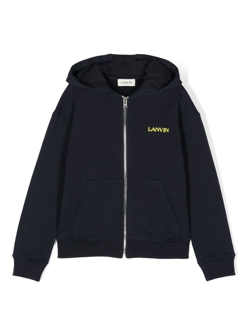 lanvin enfant logo-embroidered hooded jacket - blue
