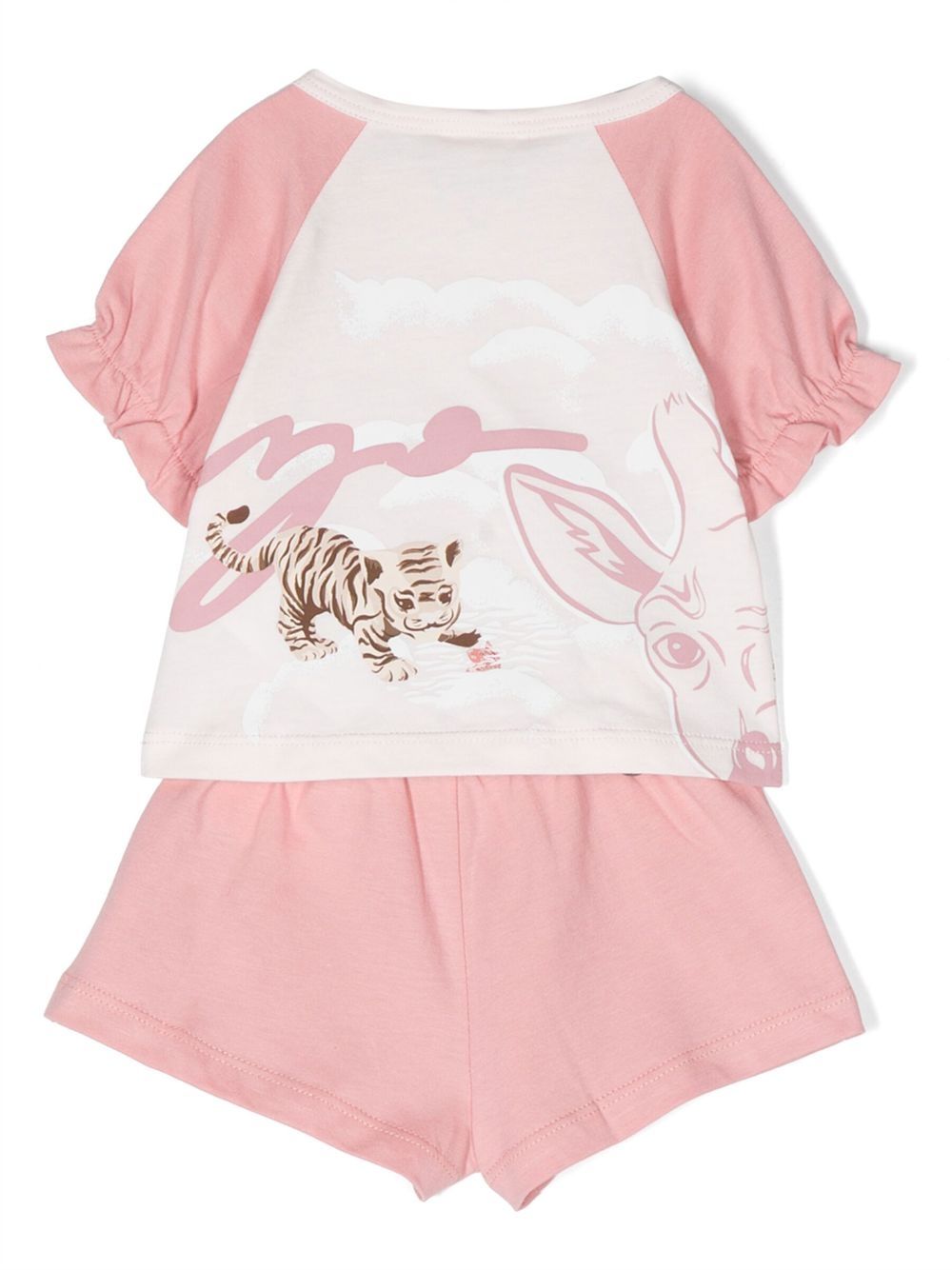 Kenzo Kids Top en shorts met tijgerprint - Roze