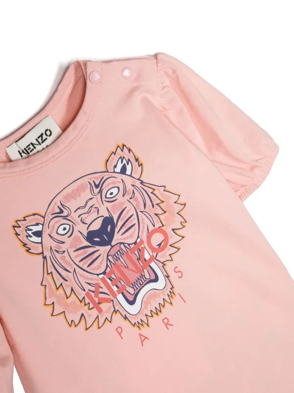 Kenzo Kids Tiger Head motif Cotton T Shirt Pink FARFETCH SG