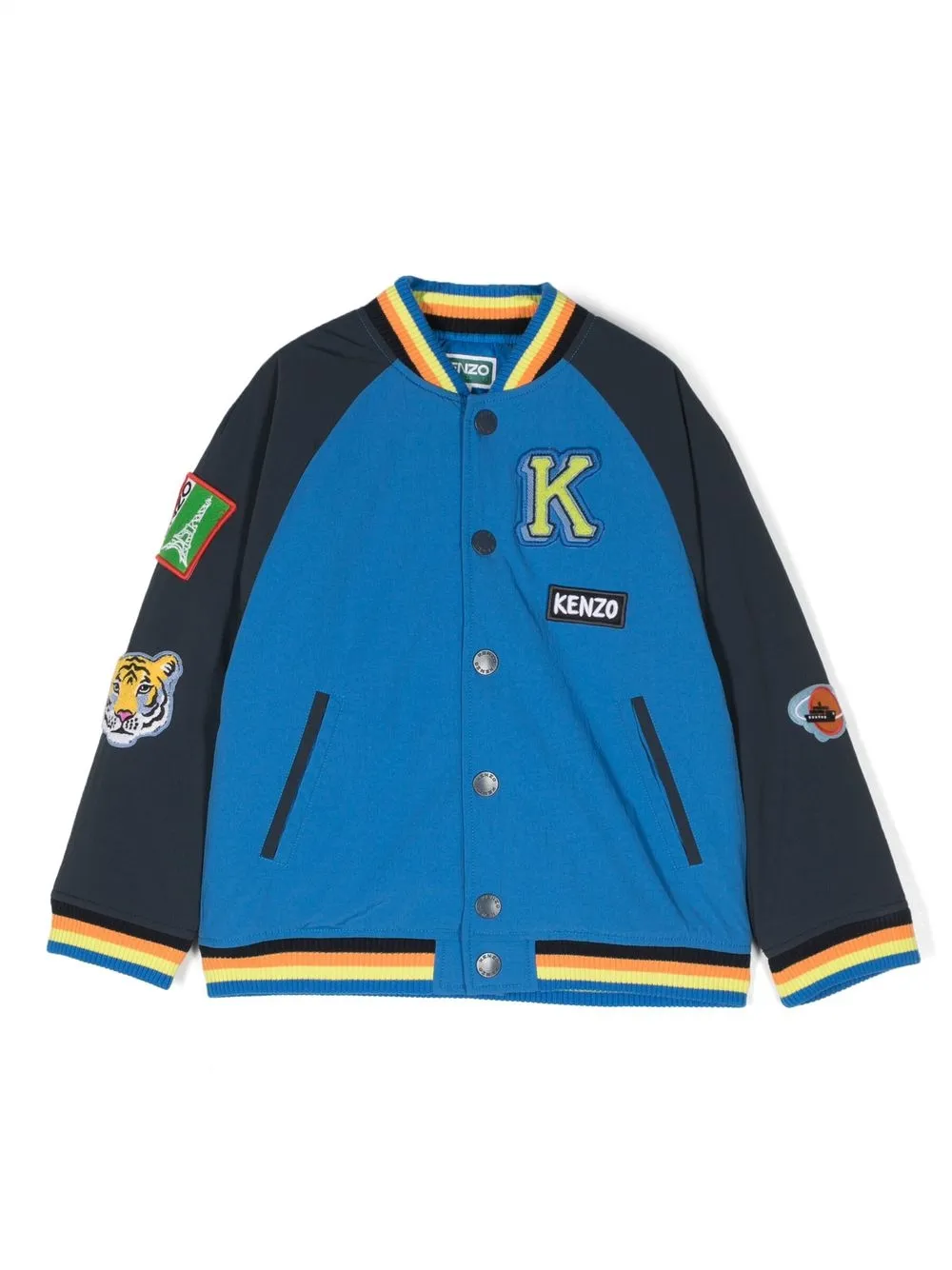 

Kenzo Kids logo-patch bomber jacket - Blue