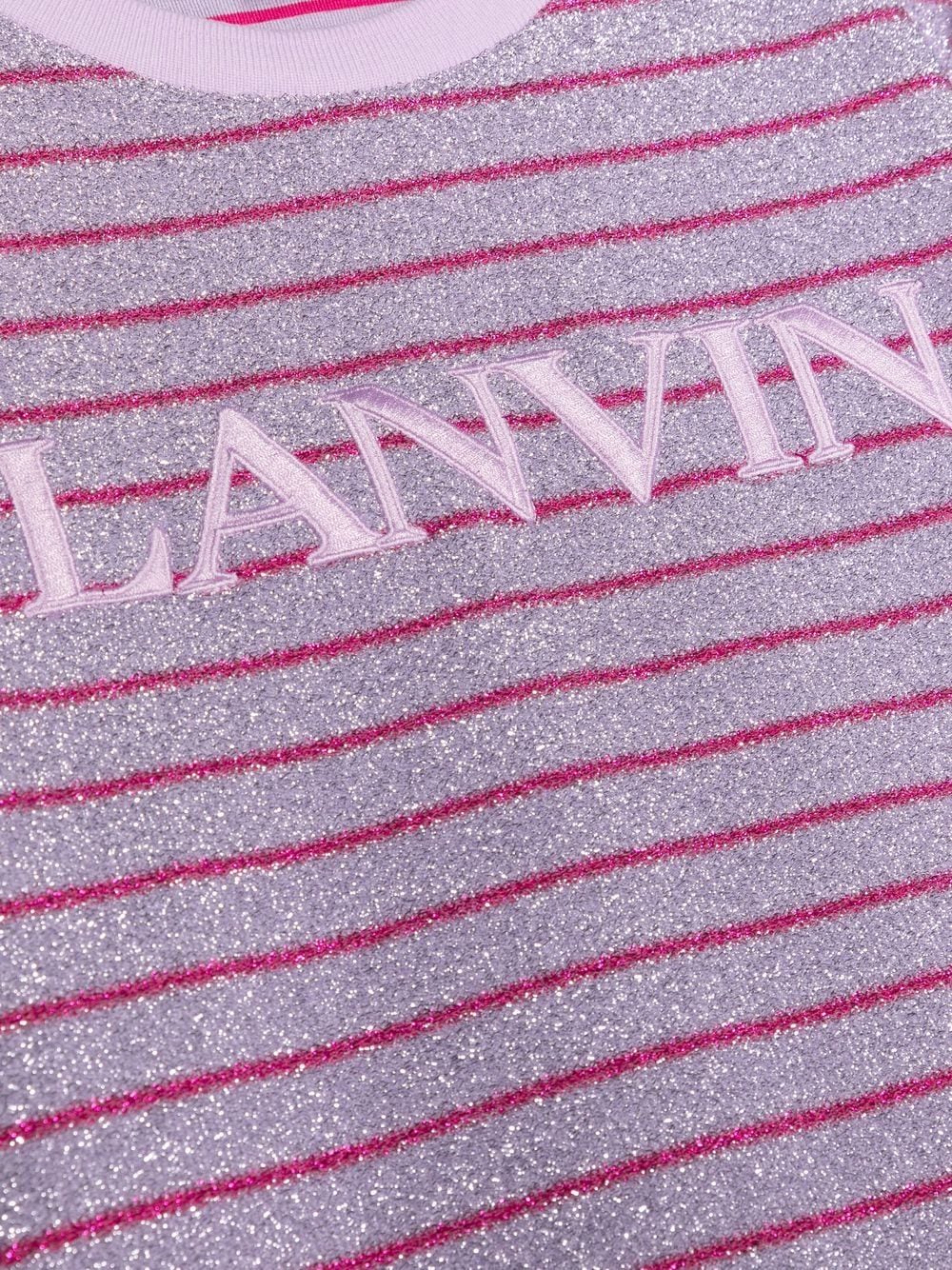 Shop Lanvin Enfant Metallic Logo-embroidered Sweatshirt In Purple
