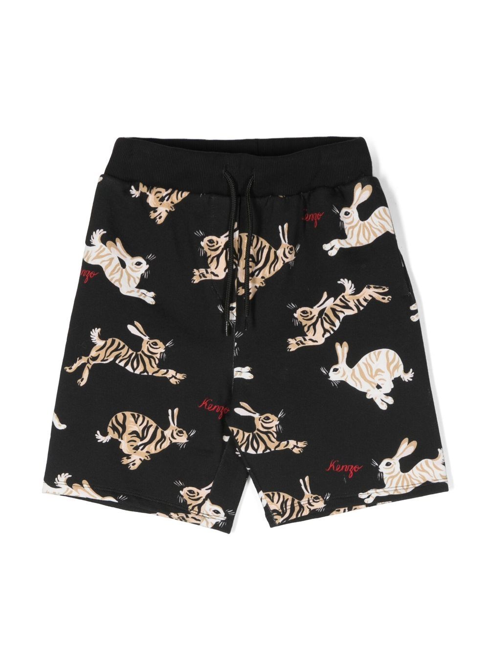 Kenzo Kids' Rabbit-print Shorts In Black