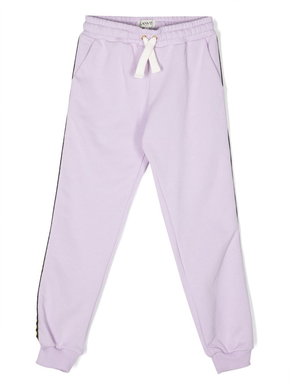 Lanvin Enfant Curb Braid-stripe Track Pants In 紫色