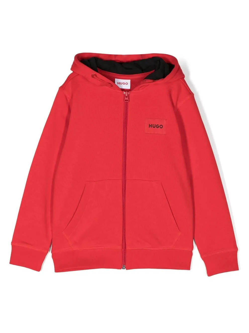 

HUGO KIDS logo-patch zipped hoodie - Red