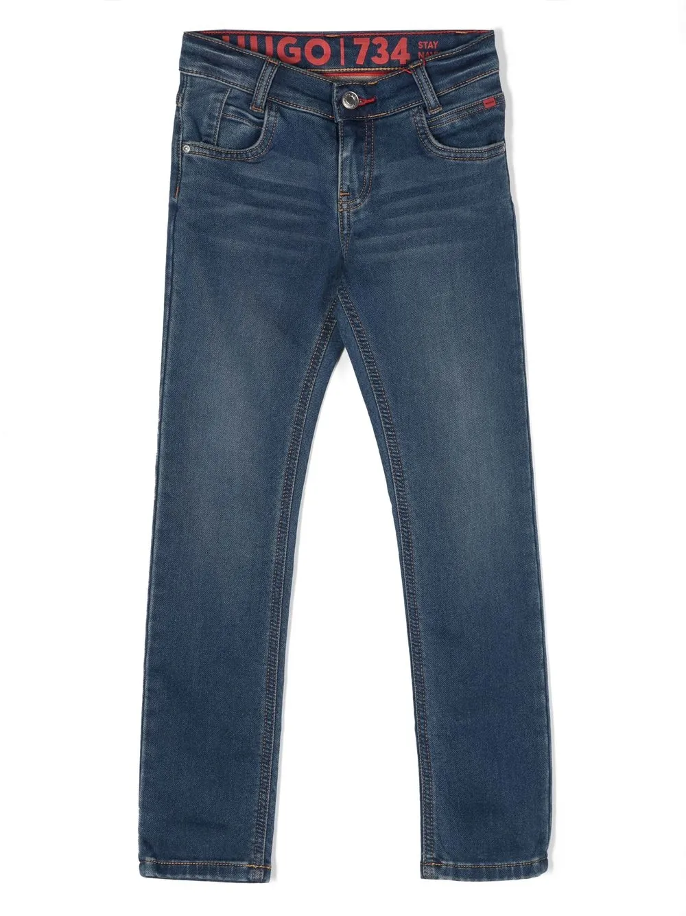 Hugo Straight-leg Mid-wash Jeans In Blue