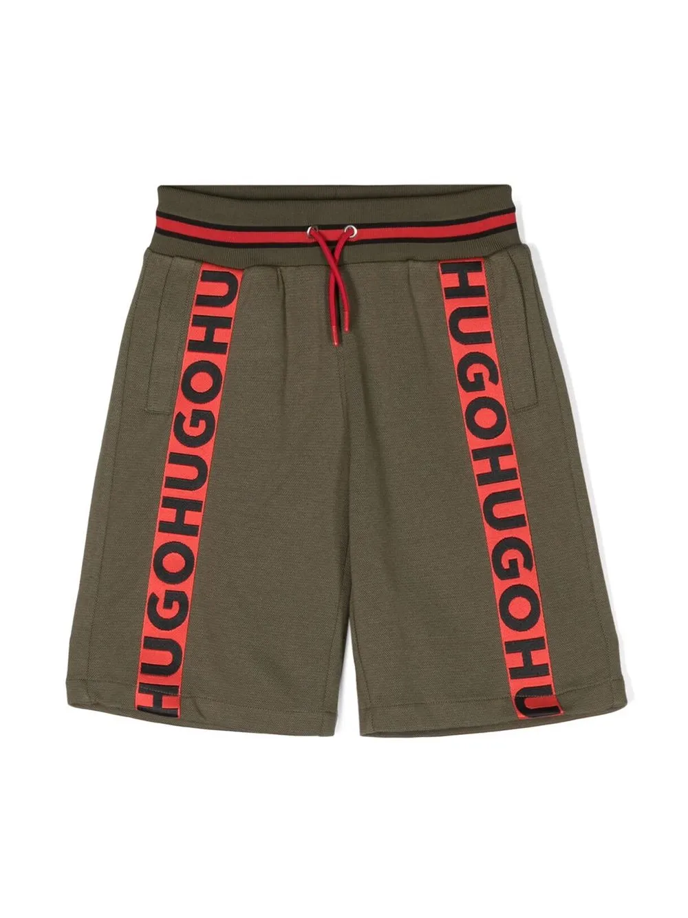 

HUGO KIDS logo-tape drawstring track shorts - Green