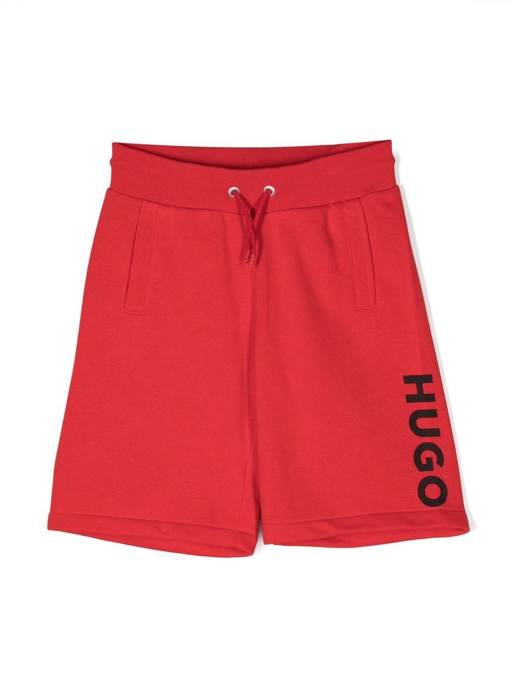 Hugo Kids' Logo-print Drawstring Shorts In Red