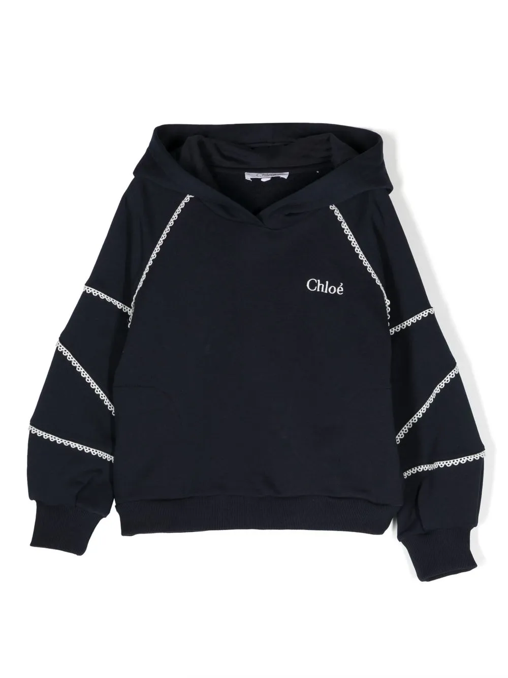 

Chloé Kids guipure-trim slouchy-hood sweatshirt - Blue