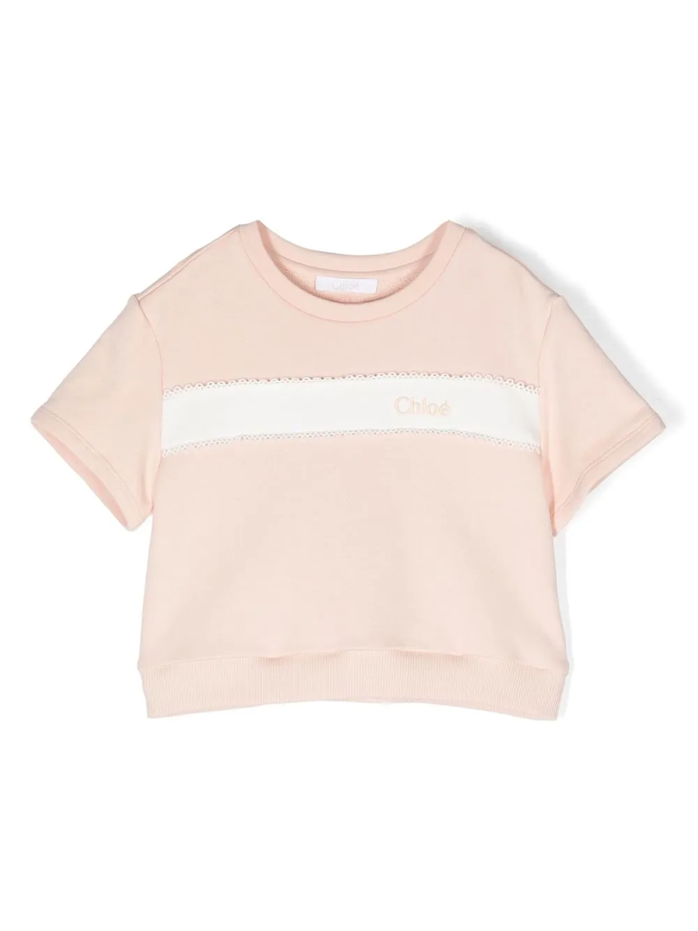 

Chloé Kids sudadera con ribete de guipur - Rosado