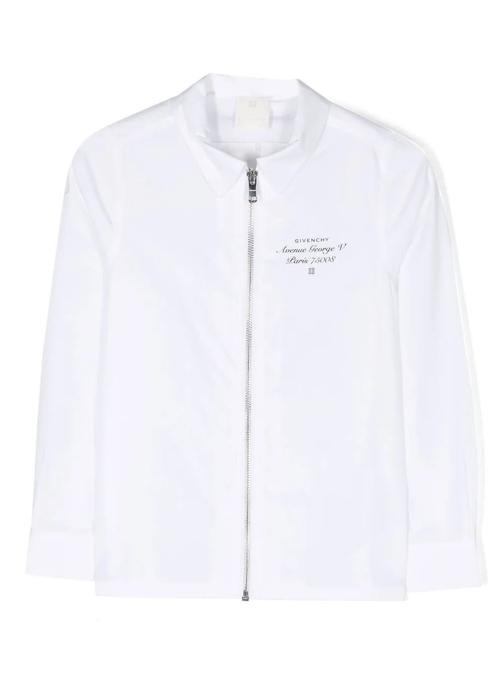 

Givenchy Kids logo-patch zip-up shirt - White