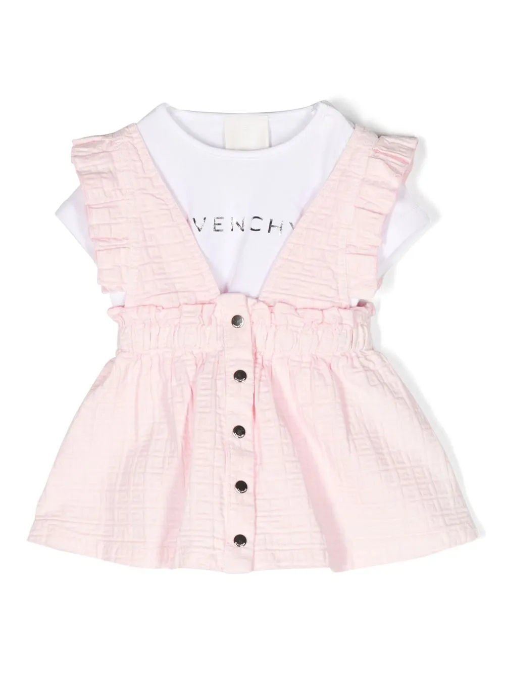 Givenchy Babies' Monogram Ruffled T-shirt Dress Set In Pink