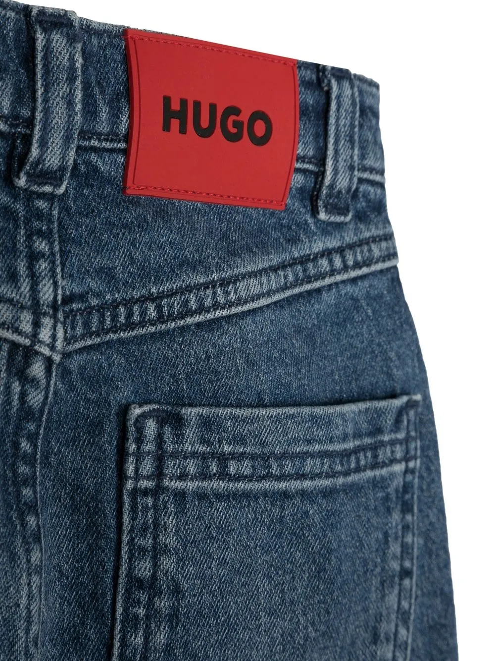 Hugo Boss Mid Wash Straight-leg Jeans In Blue