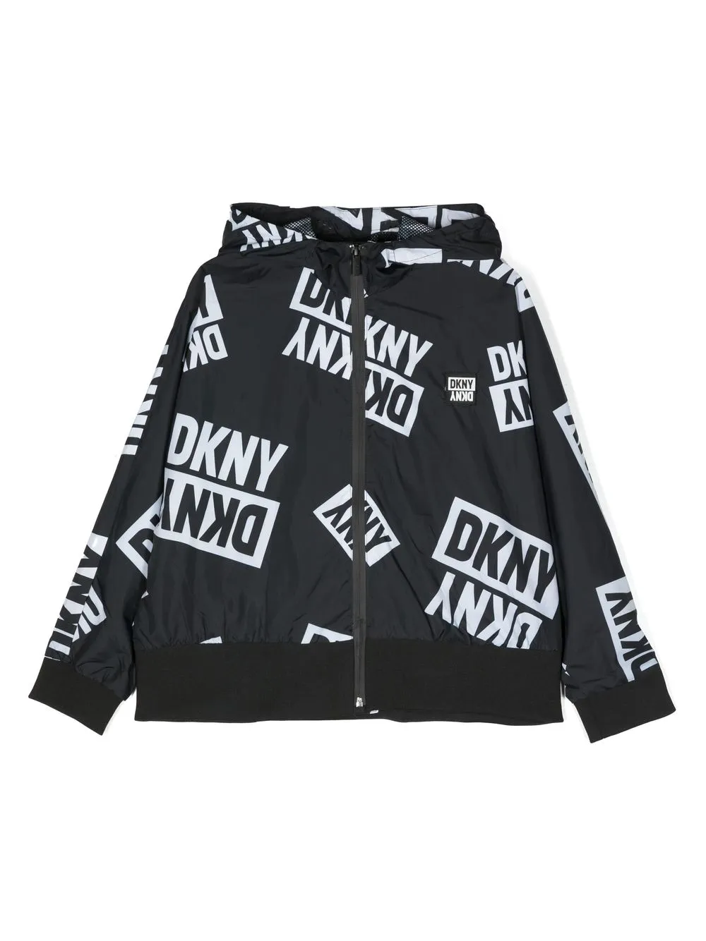 

Dkny Kids logo-print hooded jacket - Black