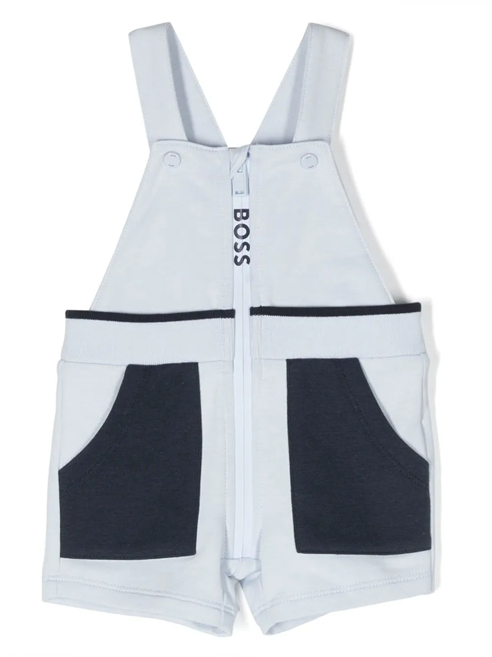 Bosswear Babies' Logo-print Fzip-up Dungarees In Blue