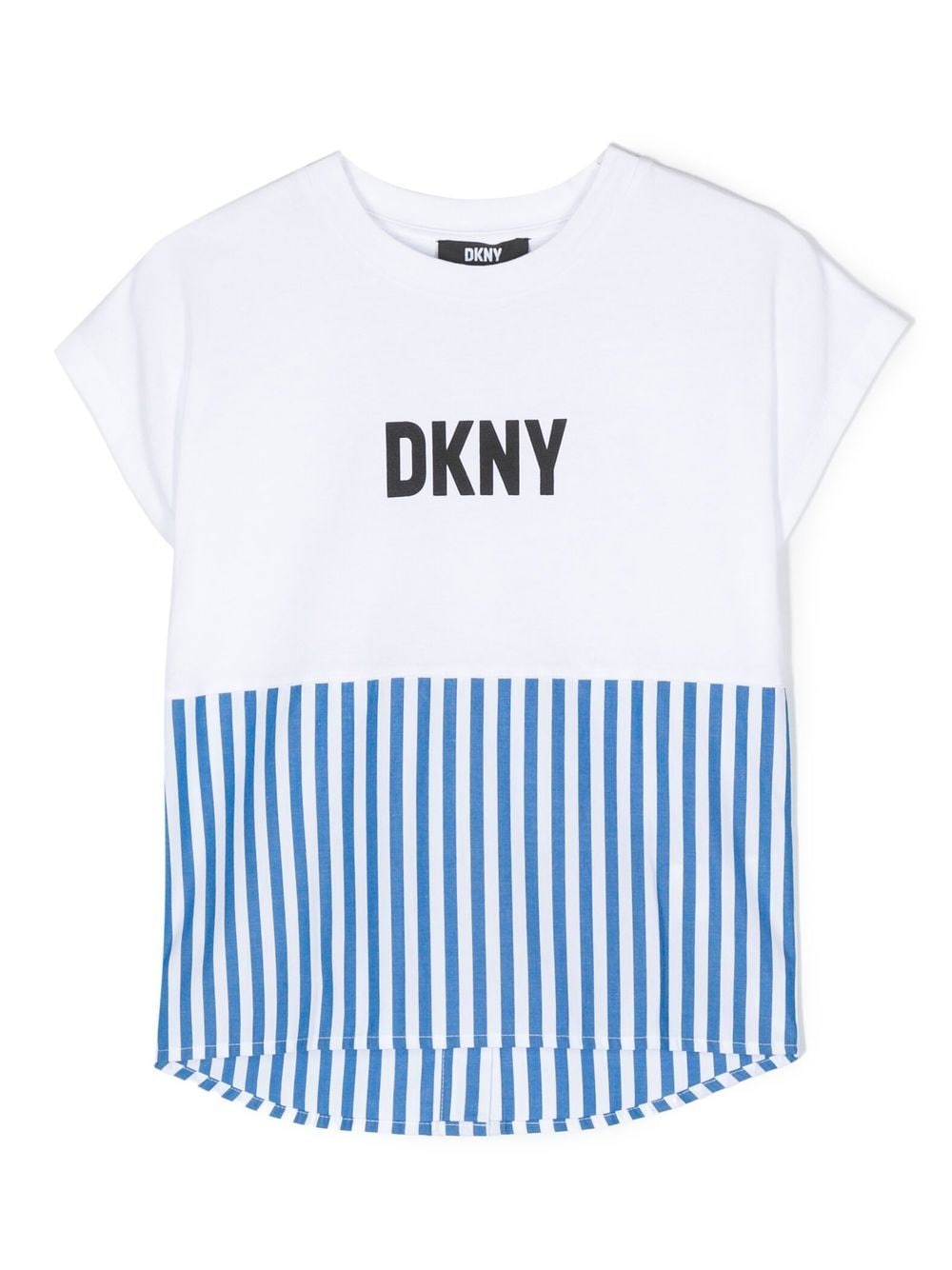 Dkny Logo-print Striped T-shirt In Weiss