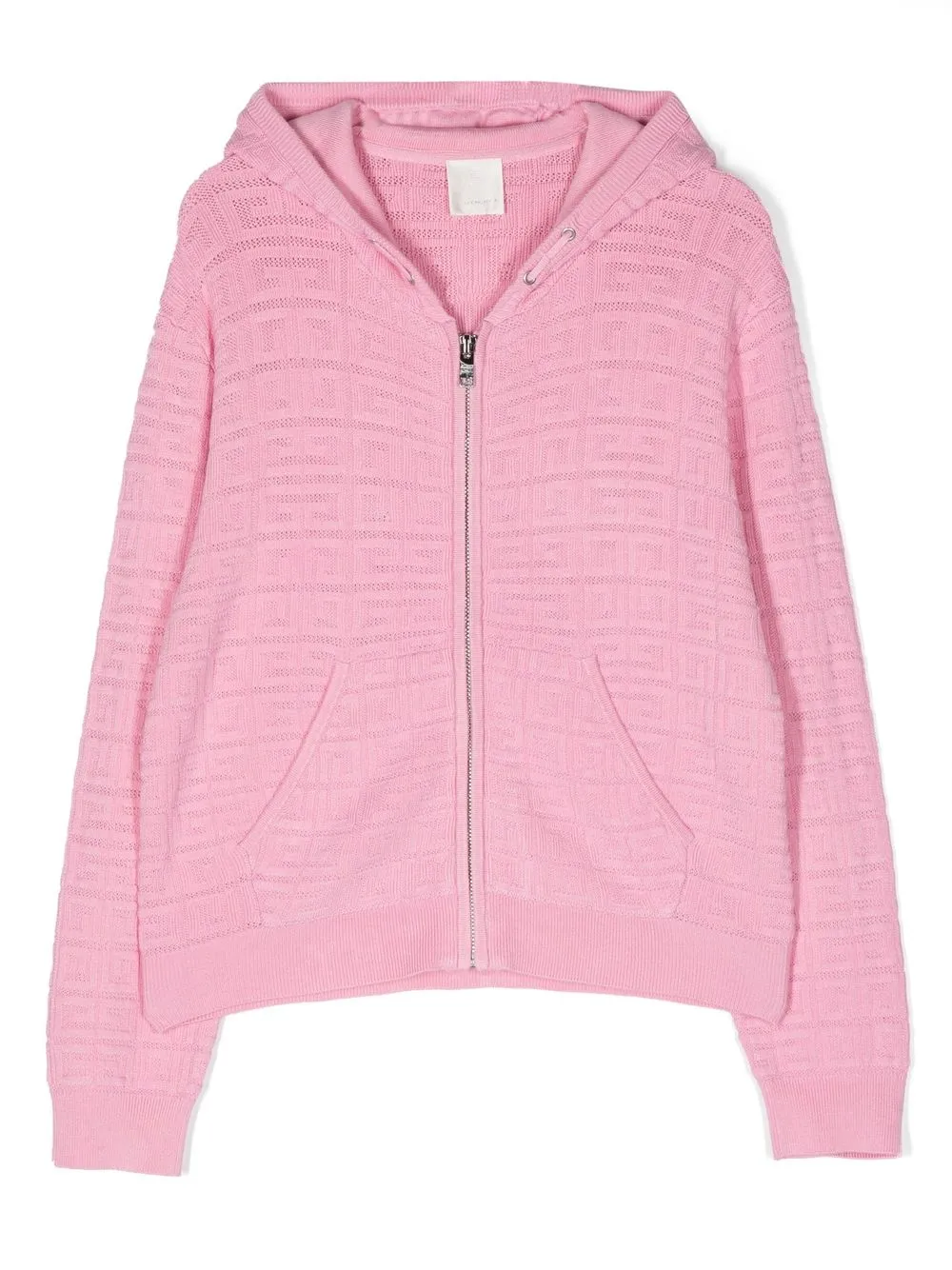 

Givenchy Kids 4G logo-embroidered knitted hoodie - Pink