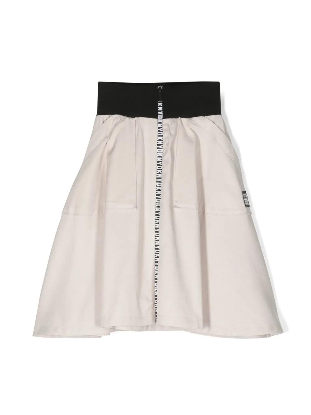 Dkny Kids' Logo-patch Flared Skirt In Neutrals