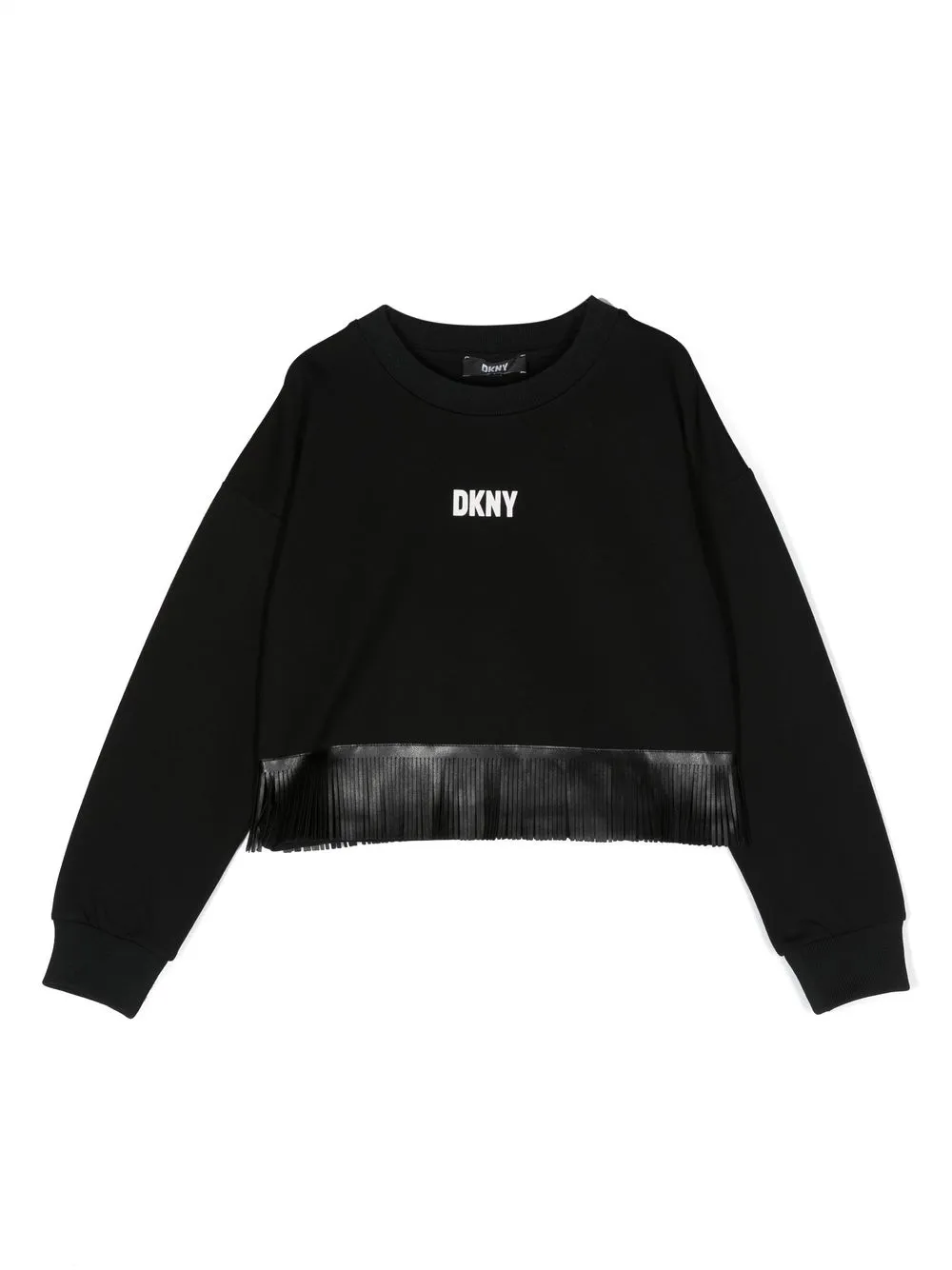 

Dkny Kids logo-print fringed sweatshirt - Black