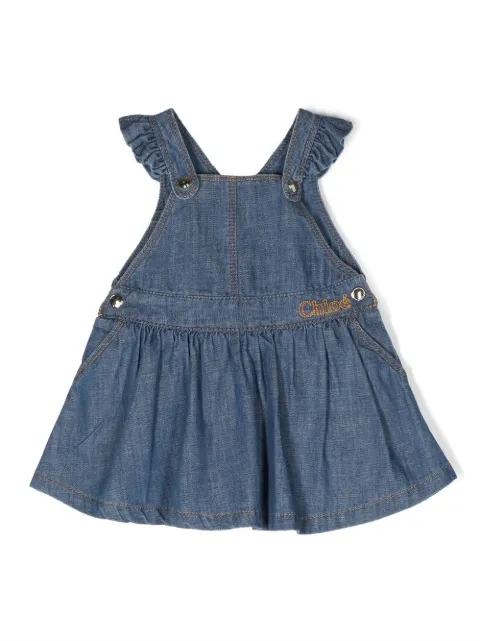 Chloé Kids Kleid mit Logo-Stickerei